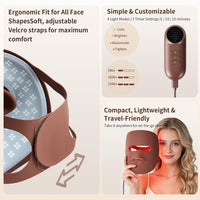 LED Red Light Therapy Mask for Face, 4 Wavelength Facial Light Therapy Mask with 850Nm near Infrared, Wireless 3D Fit Face Mask, Rechargeable Skin Care Device for Women