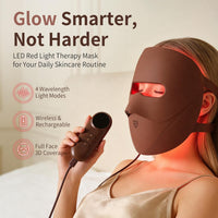 LED Red Light Therapy Mask for Face, 4 Wavelength Facial Light Therapy Mask with 850Nm near Infrared, Wireless 3D Fit Face Mask, Rechargeable Skin Care Device for Women